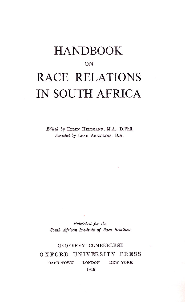 Cover of Handbook on Race Relations